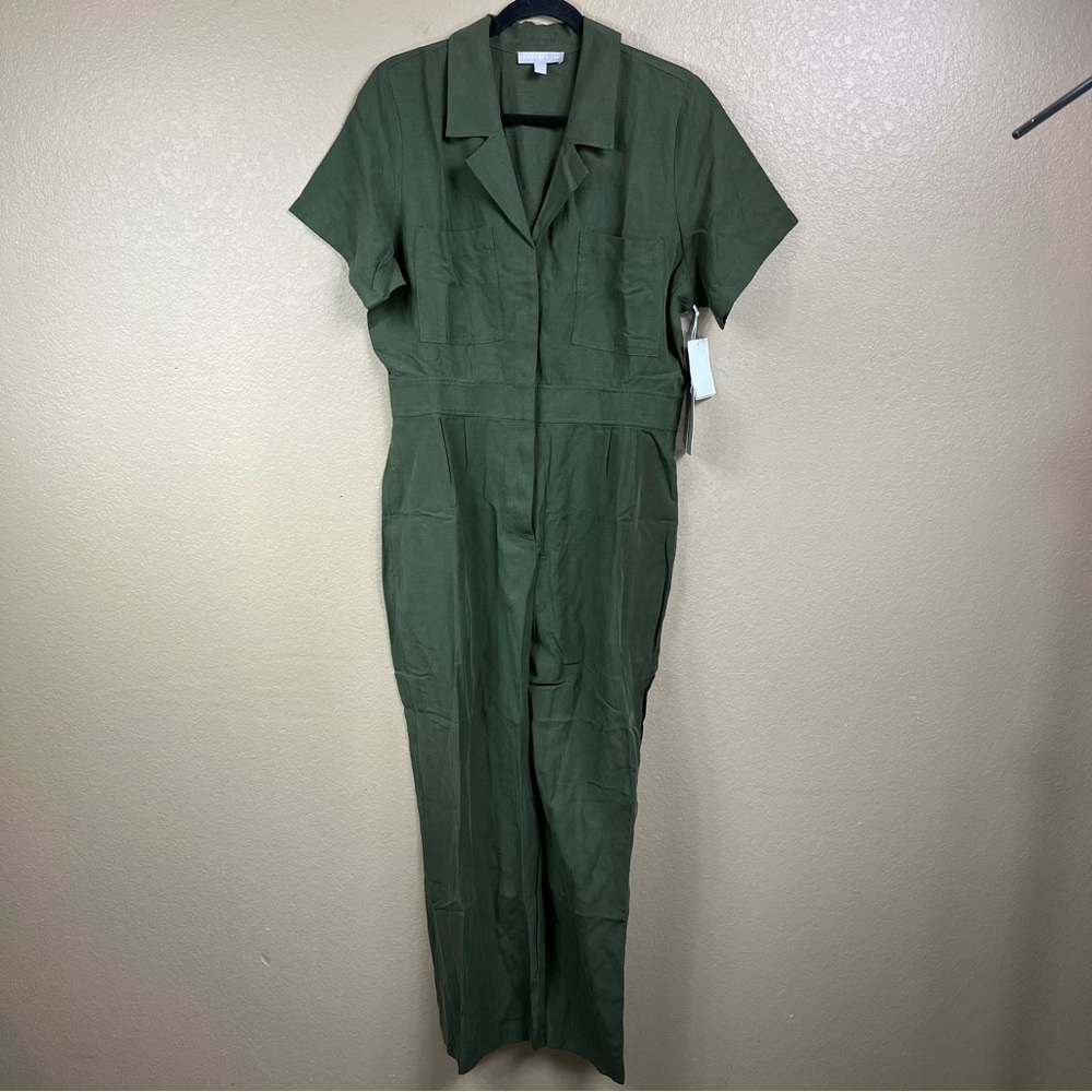 NWT Chelsea28 green wide leg utility jumpsuit - Picture 2 of 13